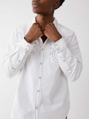 Camisa True Religion Big T Western Hombre Blancas | Colombia-FQDZICW16