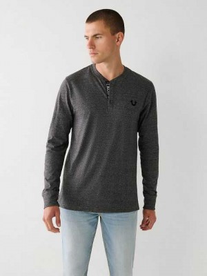 Camisa True Religion Logo Henley Hombre Gris | Colombia-DRZCLYP73