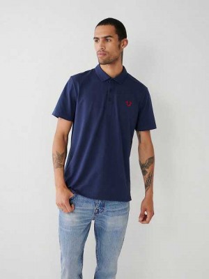 Camisa True Religion Logo Polo Hombre Azul Marino Azules | Colombia-HGPXMKZ59