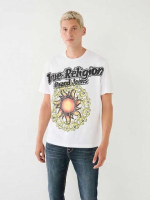 Camiseta True Religion Blazing Shoey Estampadas Relaxed Hombre Blancas | Colombia-VMQIBXD61