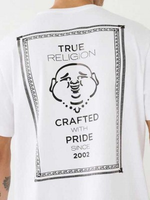 Camiseta True Religion Buddha Logo Hombre Blancas | Colombia-OQFREXU68