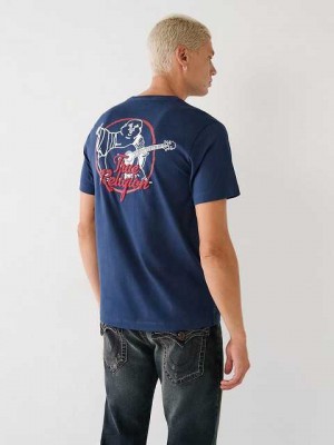 Camiseta True Religion Buddha Logo Hombre Azul Marino Azules | Colombia-UFDYATM63