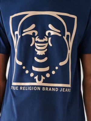 Camiseta True Religion Buddha Logo Hombre Azul Marino Azules | Colombia-XADEFZU06