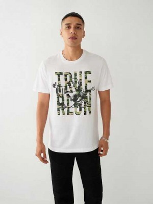 Camiseta True Religion Buddha Logo Hombre Blancas | Colombia-FPVXCIU06