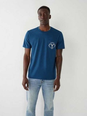 Camiseta True Religion Buddha Pocket Hombre Azul Marino Azul Marino | Colombia-SNYOURB14