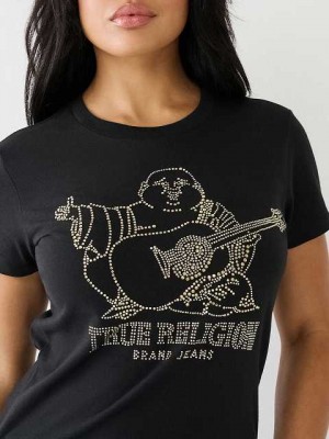 Camiseta True Religion Crystal Buddha Logo Slim Mujer Negras | Colombia-RUJOZXI50