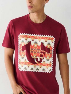 Camiseta True Religion Estampadas Logo Hombre Fucsia | Colombia-SQMWNAX80