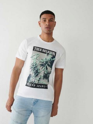 Camiseta True Religion Estampadas Logo Hombre Blancas | Colombia-QYLDPAR34