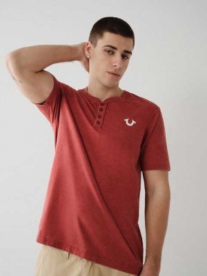 Camiseta True Religion Henley Hombre Rojas | Colombia-WCNLTZS24