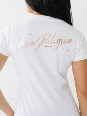 Camiseta True Religion Hologram Glitter Tr Mujer Blancas | Colombia-GLTJZQX34