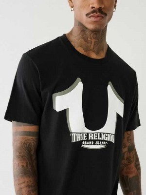 Camiseta True Religion Horseshoe Logo Corta Sleeve Hombre Negras | Colombia-ICOGJHV04