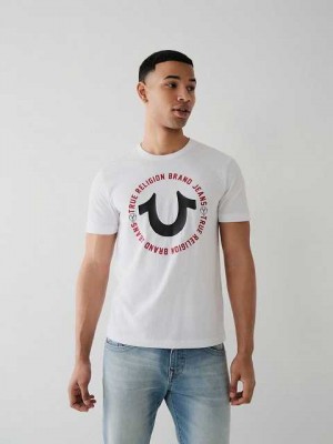 Camiseta True Religion Horseshoe Logo Hombre Blancas | Colombia-ETHAZKB31