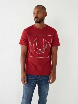 Camiseta True Religion Horseshoe Logo Hombre Rojas | Colombia-OQTXRFG49