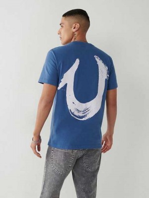 Camiseta True Religion Horseshoe Relaxed Hombre Azul Marino | Colombia-TUXRAGV08