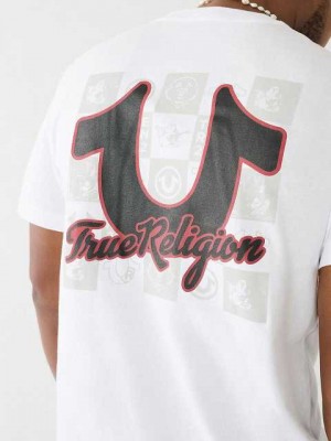 Camiseta True Religion Hs Tr Grid Crew Hombre Blancas | Colombia-LJTBVAG90