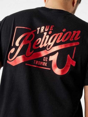 Camiseta True Religion Logo Crew Hombre Negras | Colombia-PTXNDUQ05