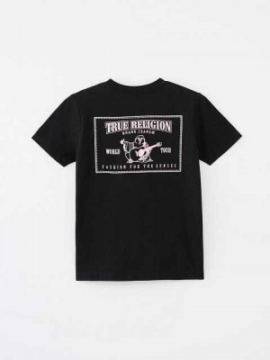 Camiseta True Religion Logo Niños Negras | Colombia-IBMHODZ76