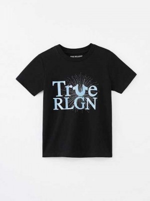 Camiseta True Religion Logo Niños Negras | Colombia-FTGWCEU01