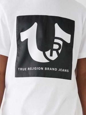 Camiseta True Religion Logo Relaxed Hombre Blancas | Colombia-PSFHLVJ78