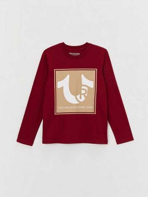 Camiseta True Religion Long Sleeve Logo Niños Fucsia | Colombia-JIPADKS17