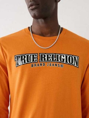 Camiseta True Religion Long Sleeve True Logo Hombre Autumn Maple | Colombia-SIWEFRM58