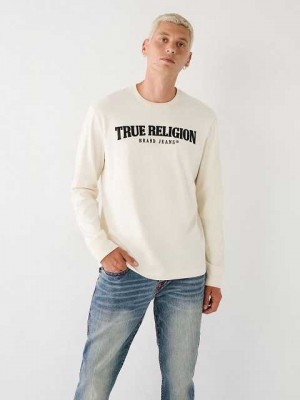 Camiseta True Religion Long Sleeve True Logo Hombre Blancas | Colombia-VXZMBCK13