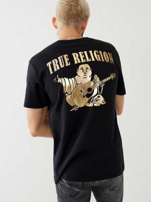 Camiseta True Religion Solid Gold Buddha Hombre Negras | Colombia-VIKMYQC26