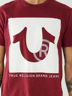 Camiseta True Religion Studded Logo Hombre Fucsia | Colombia-SMYRUVP70