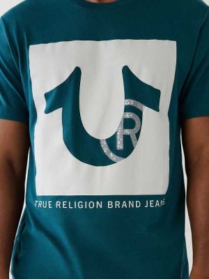 Camiseta True Religion Studded Logo Hombre Azules Azules | Colombia-MKWLTNS60