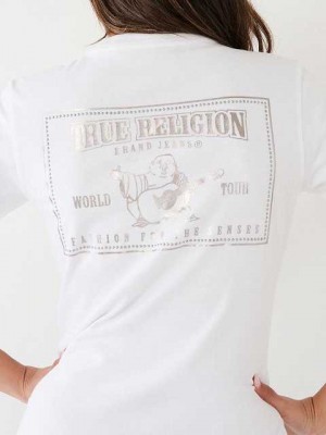 Camiseta True Religion Studded Logo Mujer Blancas | Colombia-EICVKJX62