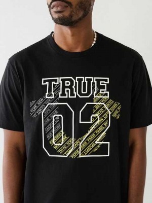 Camiseta True Religion True 02 Logo Hombre Negras | Colombia-WGDKTZC50