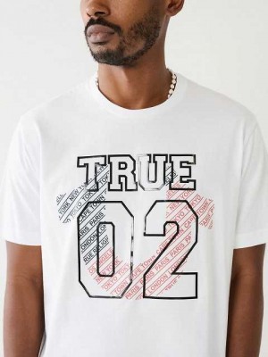 Camiseta True Religion True 02 Logo Hombre Blancas | Colombia-ISAPBLN23