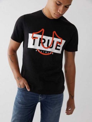 Camiseta True Religion True Logo Hombre Negras | Colombia-PUCYASF74