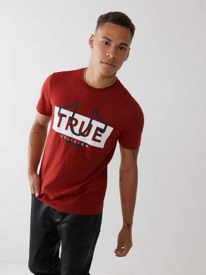 Camiseta True Religion True Logo Hombre Rojas | Colombia-QDTWGXV48