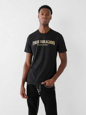 Camiseta True Religion True Logo Hombre Negras | Colombia-PSUFONK18