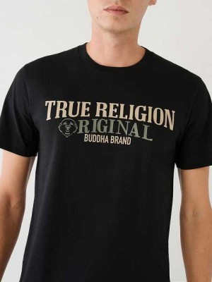 Camiseta True Religion True Logo Hombre Negras | Colombia-ZOVGUML63