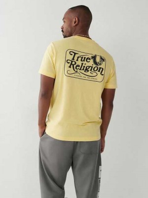 Camiseta True Religion True Logo Hombre Limón | Colombia-NTMGLRE39