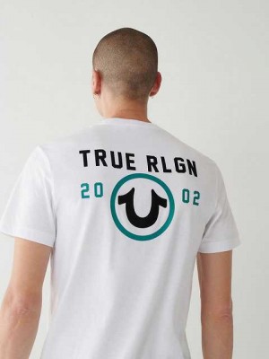 Camiseta True Religion True Logo Hombre Blancas | Colombia-NVASEFG18