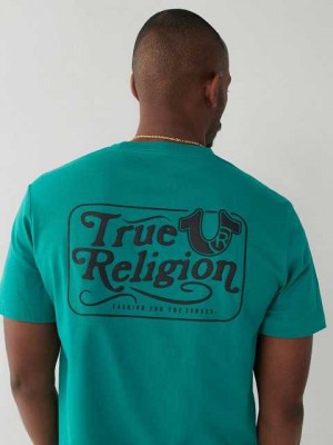 Camiseta True Religion True Logo Hombre Verde | Colombia-TUEFPWM81