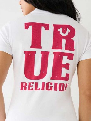 Camiseta True Religion True Logo Mujer Blancas | Colombia-HBKOXTS35