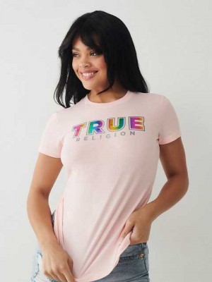 Camiseta True Religion True Logo Mujer Rosas | Colombia-KGIPVQJ08