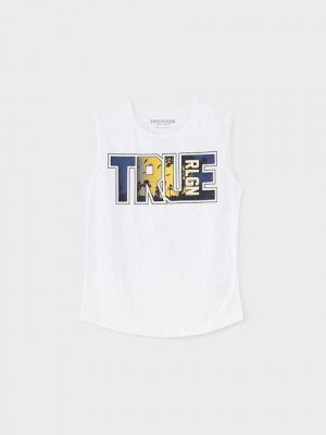 Camiseta sin Manga True Religion Logo Niños Blancas | Colombia-SQIAROG02