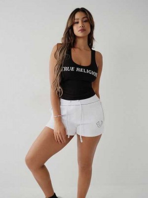 Camiseta sin Manga True Religion True Logo Mujer Negras | Colombia-FBLATXE21