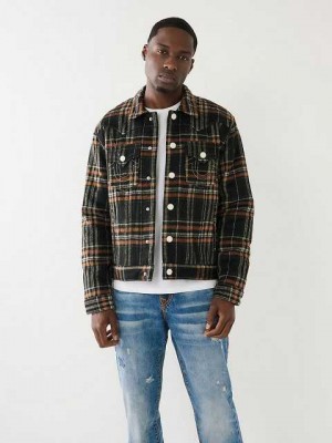 Chaqueta True Religion Jimmy Plaid Acolchado Flannel Hombre Negras | Colombia-IAENDBU73