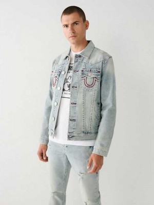 Chaqueta True Religion Jimmy Super T Stitch Denim Hombre Azules Claro | Colombia-XAGSEUP14