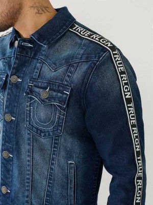 Chaqueta True Religion Tape Trim Jimmy Denim Hombre Azules Oscuro | Colombia-HYTPUNS08