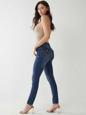 Jeans Skinny True Religion Halle Mid Rise Super Mujer Azules | Colombia-MJSKVWP84