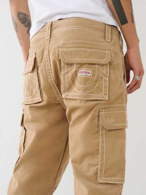 Pantalon Cargo True Religion Corduroy Big T 32" Hombre Beige | Colombia-YMDEAPS18