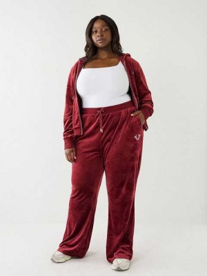 Pantalon Deportivo True Religion Crystal Velour Logo Mujer Fucsia | Colombia-BTMVWCS84