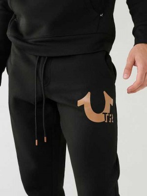 Pantalon Jogger True Religion Horseshoe Logo Hombre Negras | Colombia-UZHFIXP90